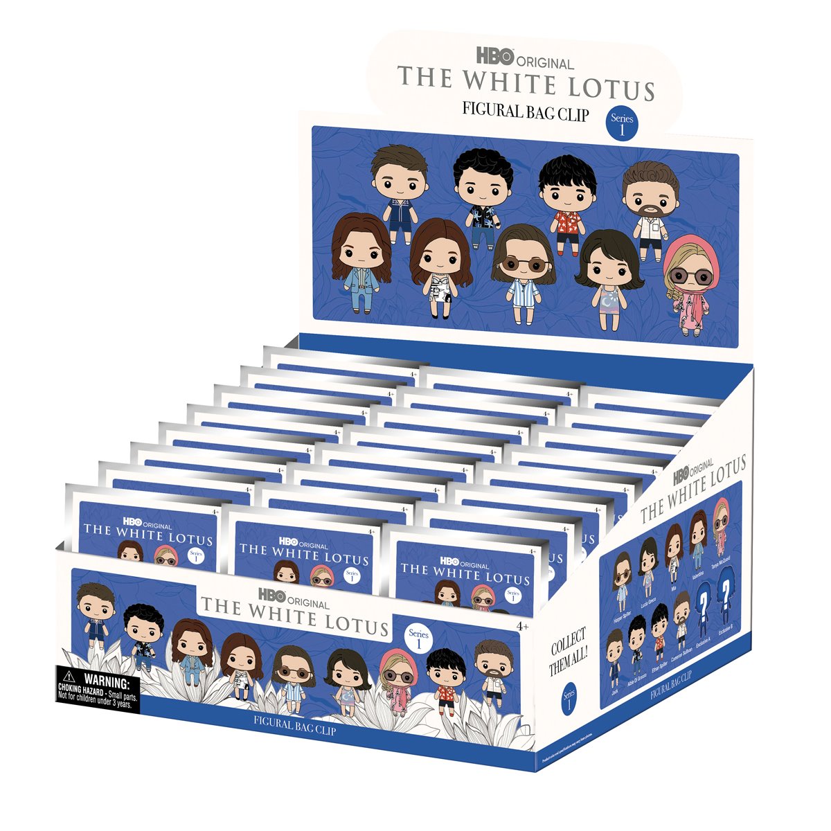 White Lotus 3D Foam Bag Clip Display Case of 24