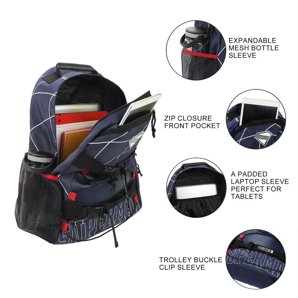 Superman Lightning Pattern Backpack
