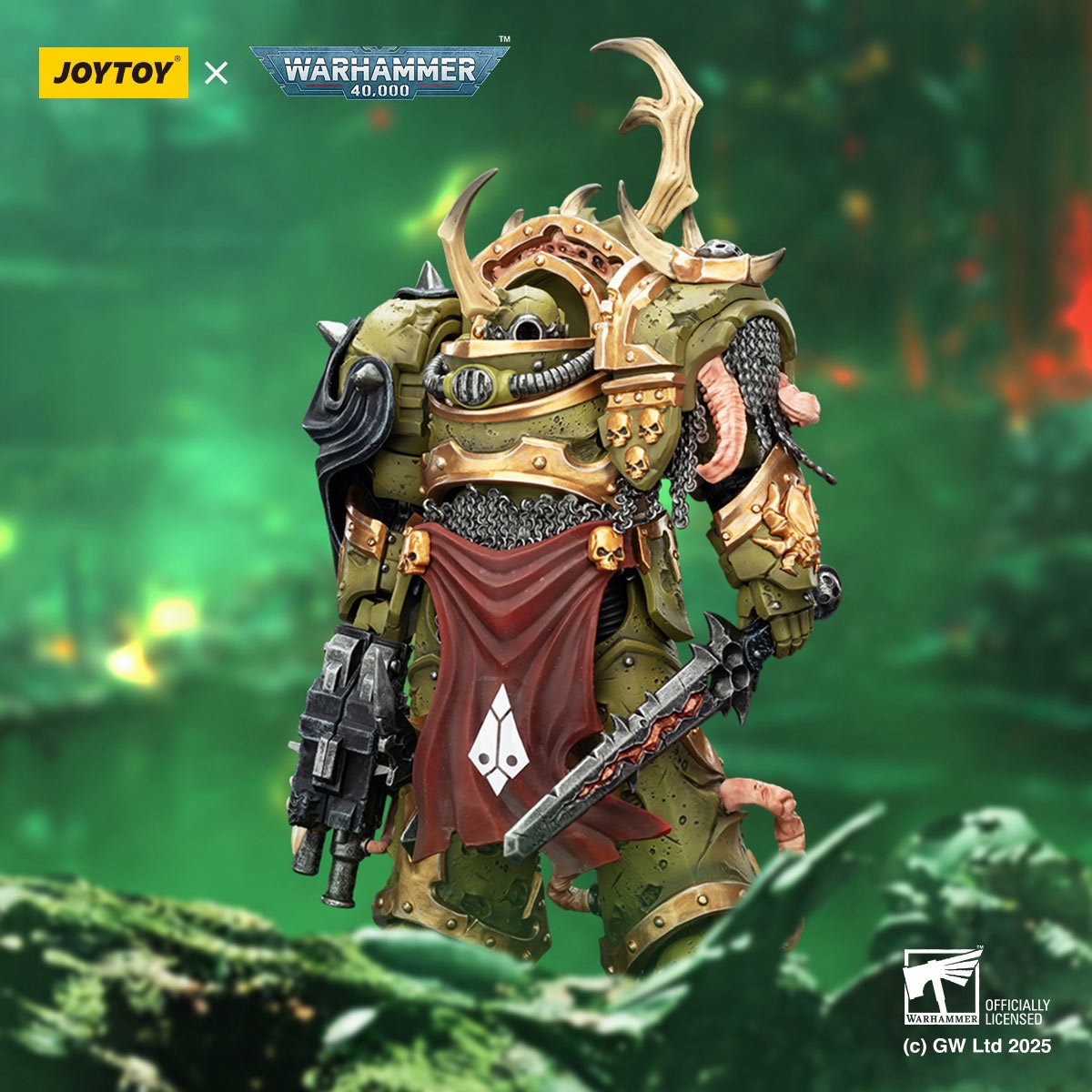 Joy Toy Warhammer 40,000 Death Guard Blightlord Terminator 3 Combi-bolter and Bubotic Blade 1:18 Scale Action Figure