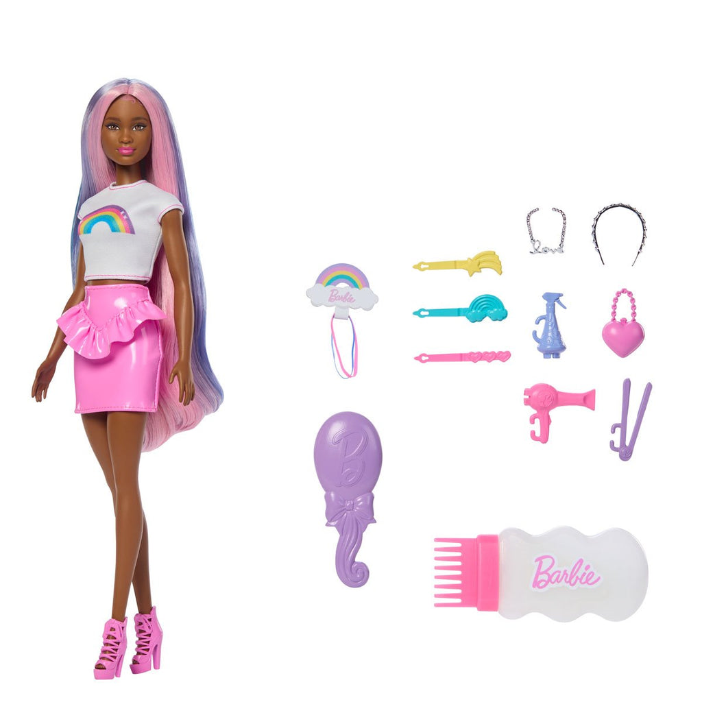 Barbie Rainbow Sparkle Hair Doll with Brown Hair