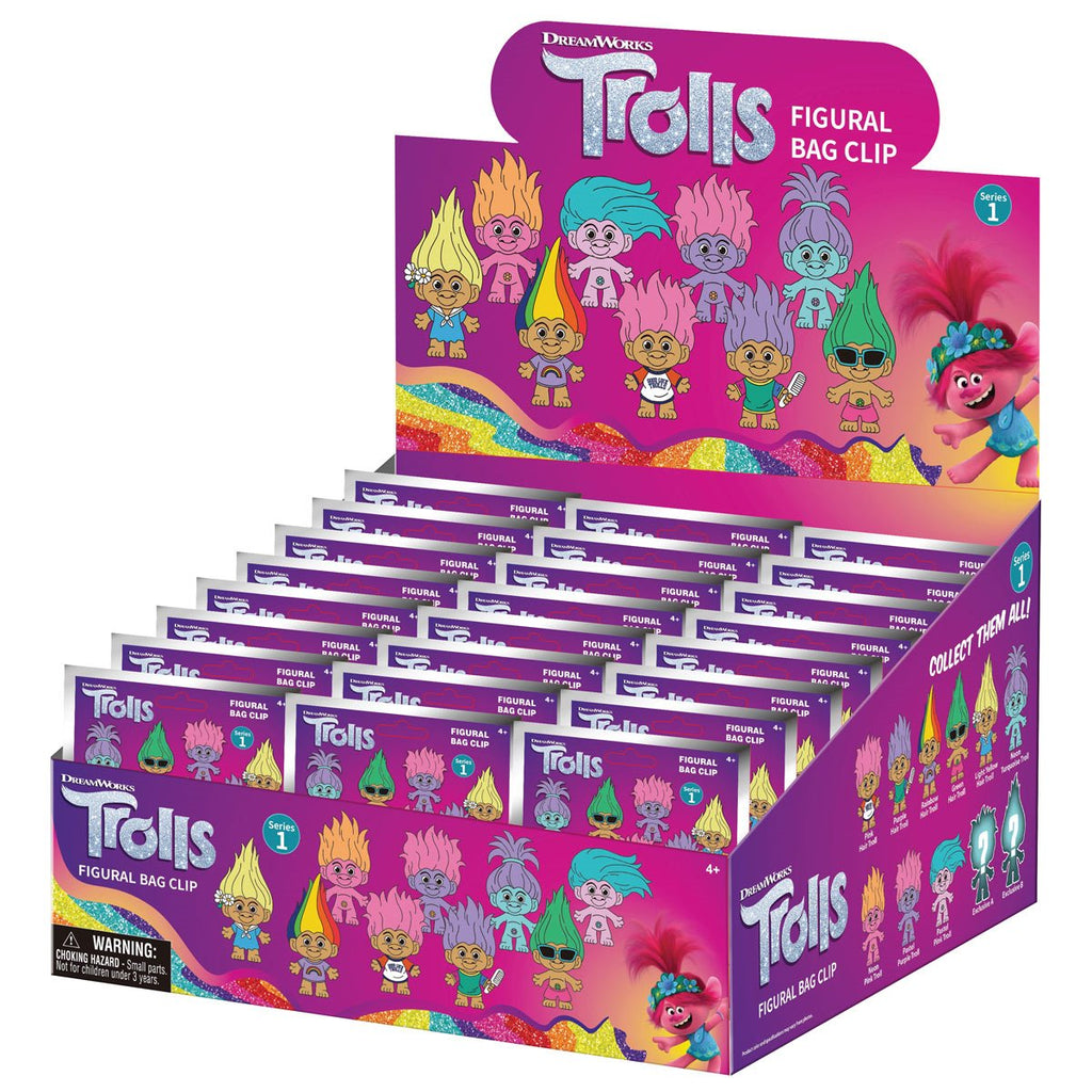 Trolls Good Luck Trolls 3D Foam Bag Clip Random 6-Pack