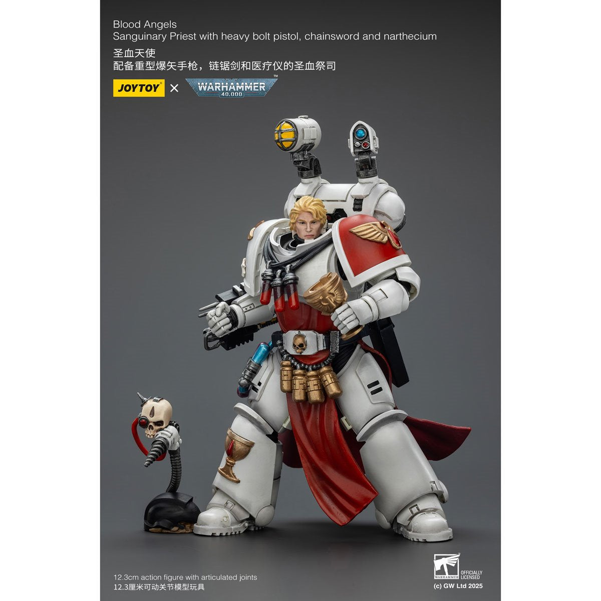 Joy Toy Warhammer 40,000 Blood Angels Sanguinary Priest Heavy Bolt Pistol Chainsword Narthecium 1:18 Scale Action Figure