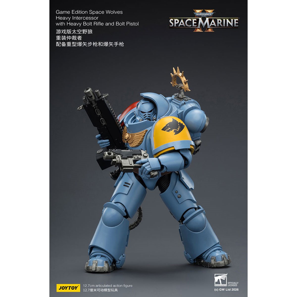 Joy Toy Warhammer 40,000 Space Marines Game Edition Space Wolves Intercessor Rifle & Pistol 1:18 Scale Action Figure