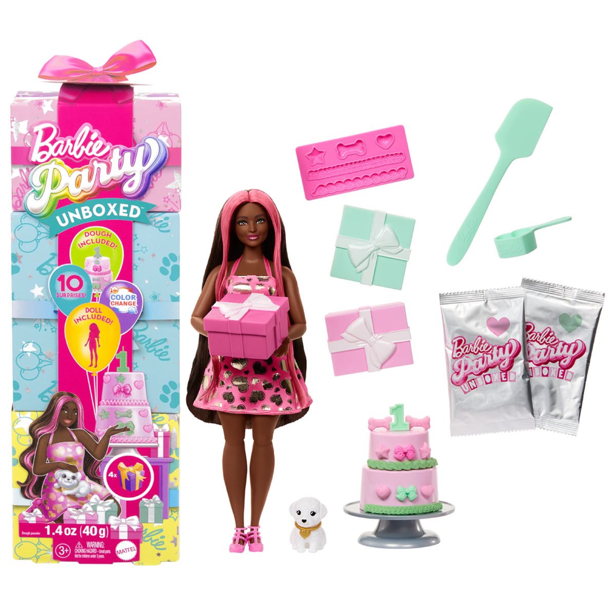 Barbie Party Unboxed Pet Birthday Series Doll Set Case of 3