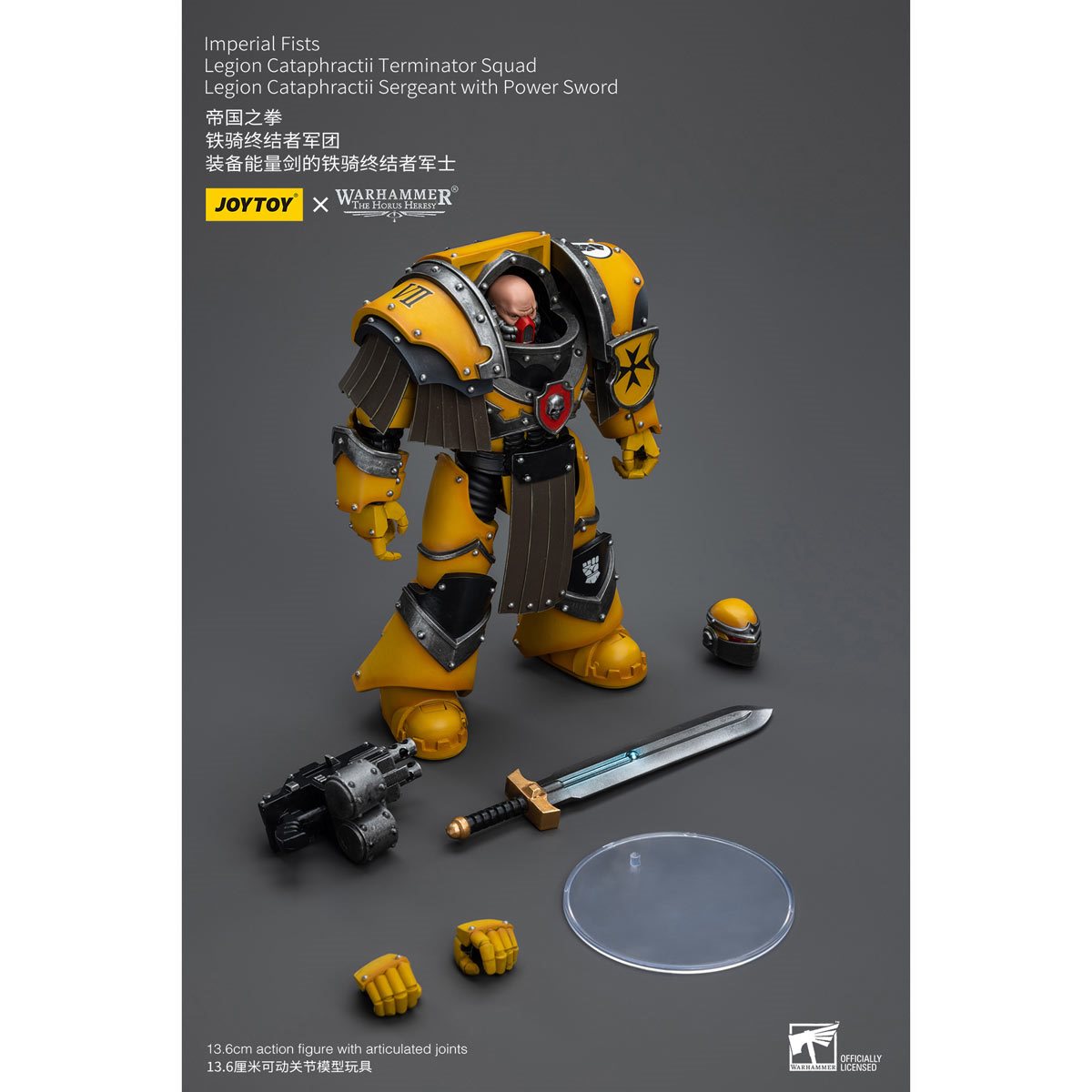 Joy Toy Warhammer 40,000 Imperial Fists Cataphractii Terminator Sergeant with Power Sword 1:18 Scale Action Figure