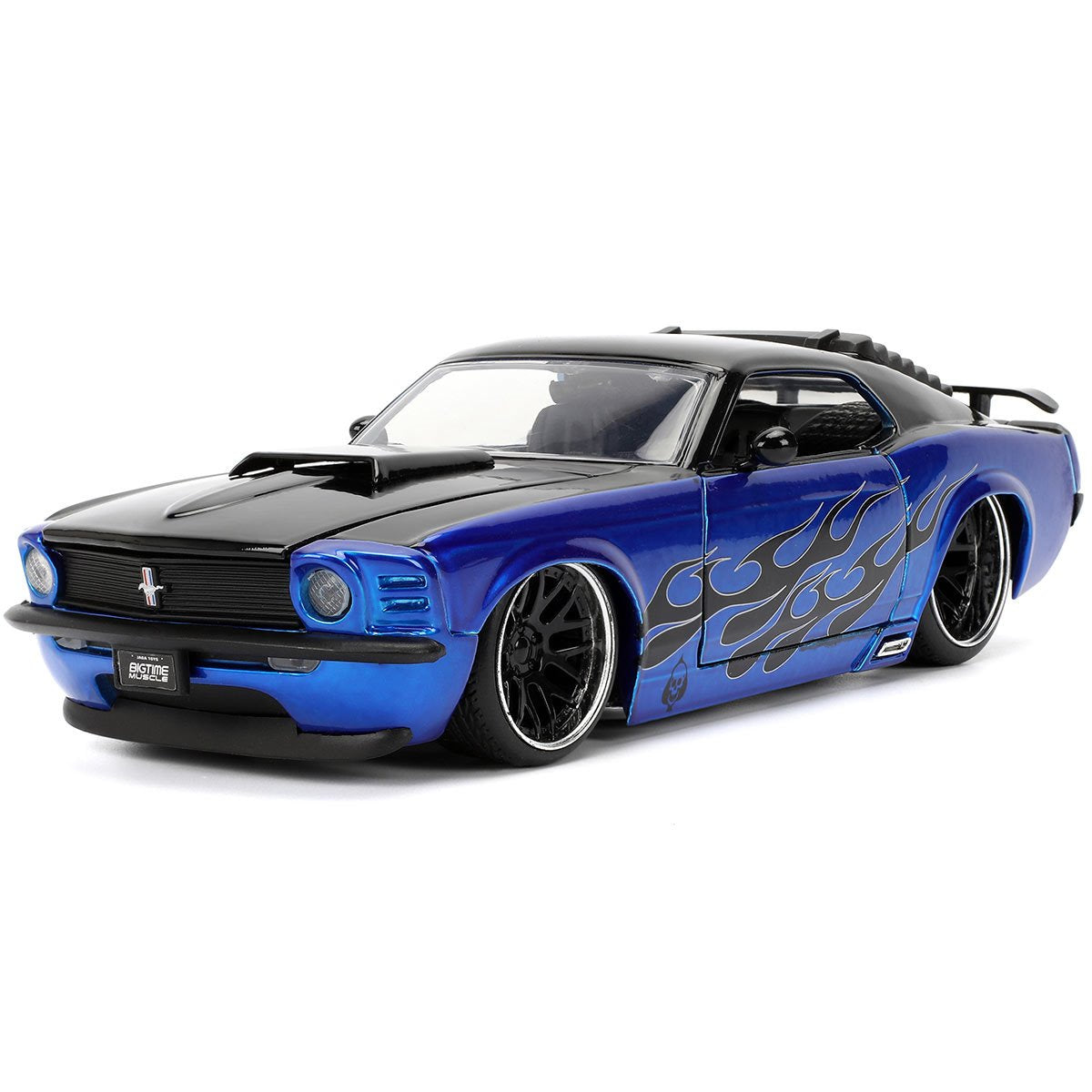 Bigtime Muscle 1970 Ford Mustang Boss 429 Blue Candy Blue with Flames 1:24 Scale Die-Cast Metal Vehicle