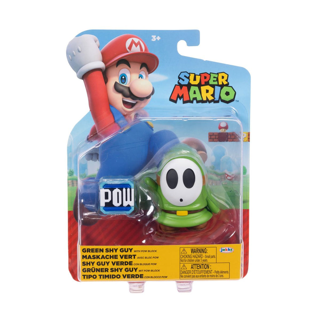 World of Nintendo Wave 40 Green Shy Guy with POW Block 4-Inch Action Figure