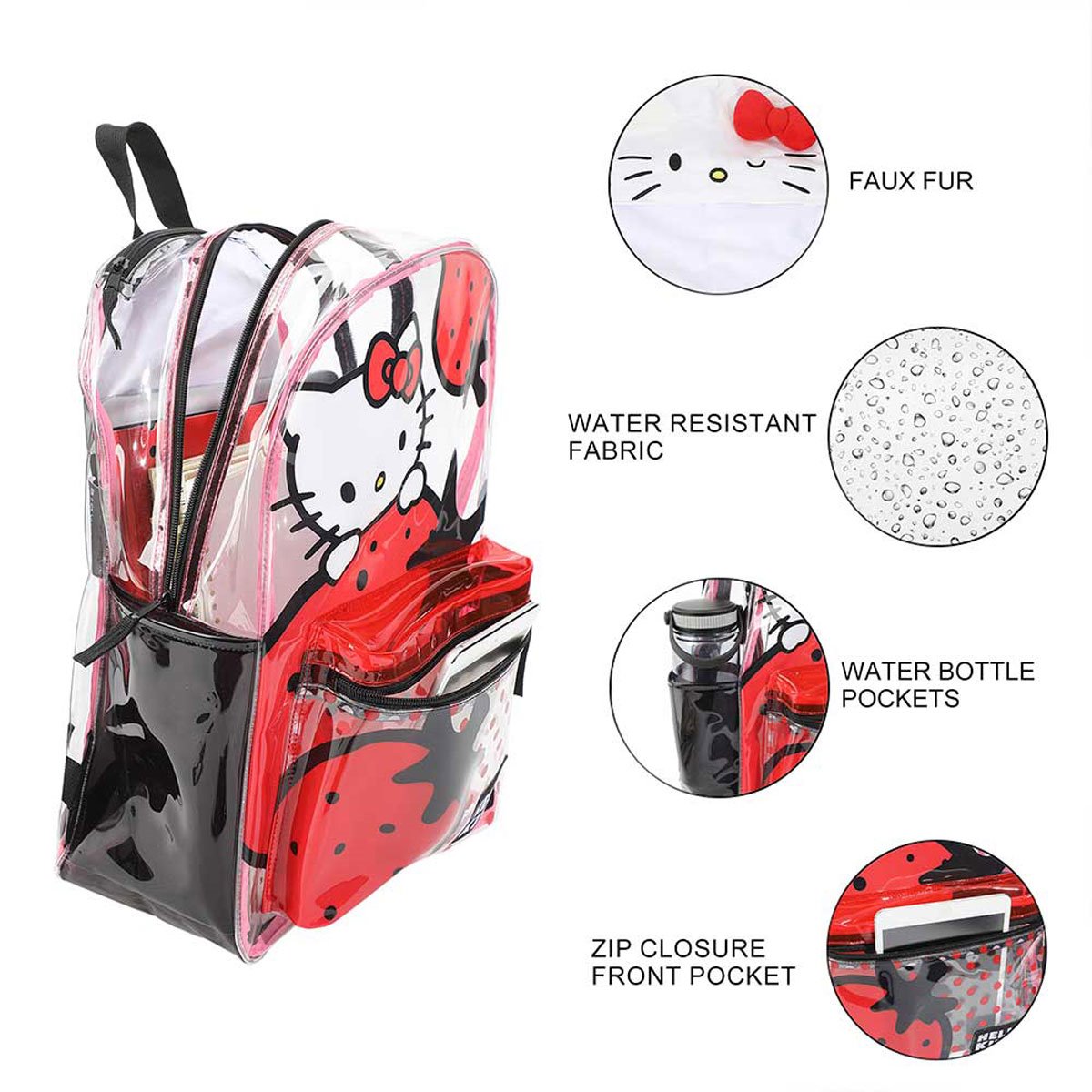 Hello Kitty Strawberry Clear Hooded Backpack