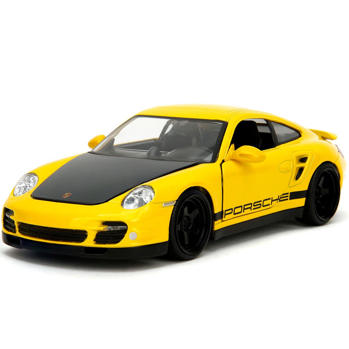 Hyper-Spec 2007 Porsche 911 Turbo 997 Yellow 1:24 Scale Die-Cast Metal Vehicle