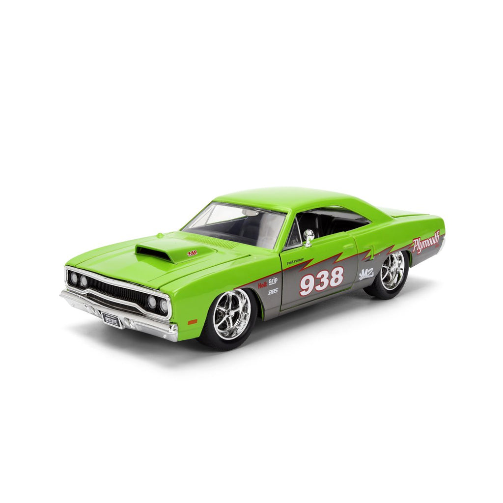 Bigtime Muscle 1970 Plymouth Road Runner Glossy Green 1:24 Scale Die-Cast Metal Vehicle