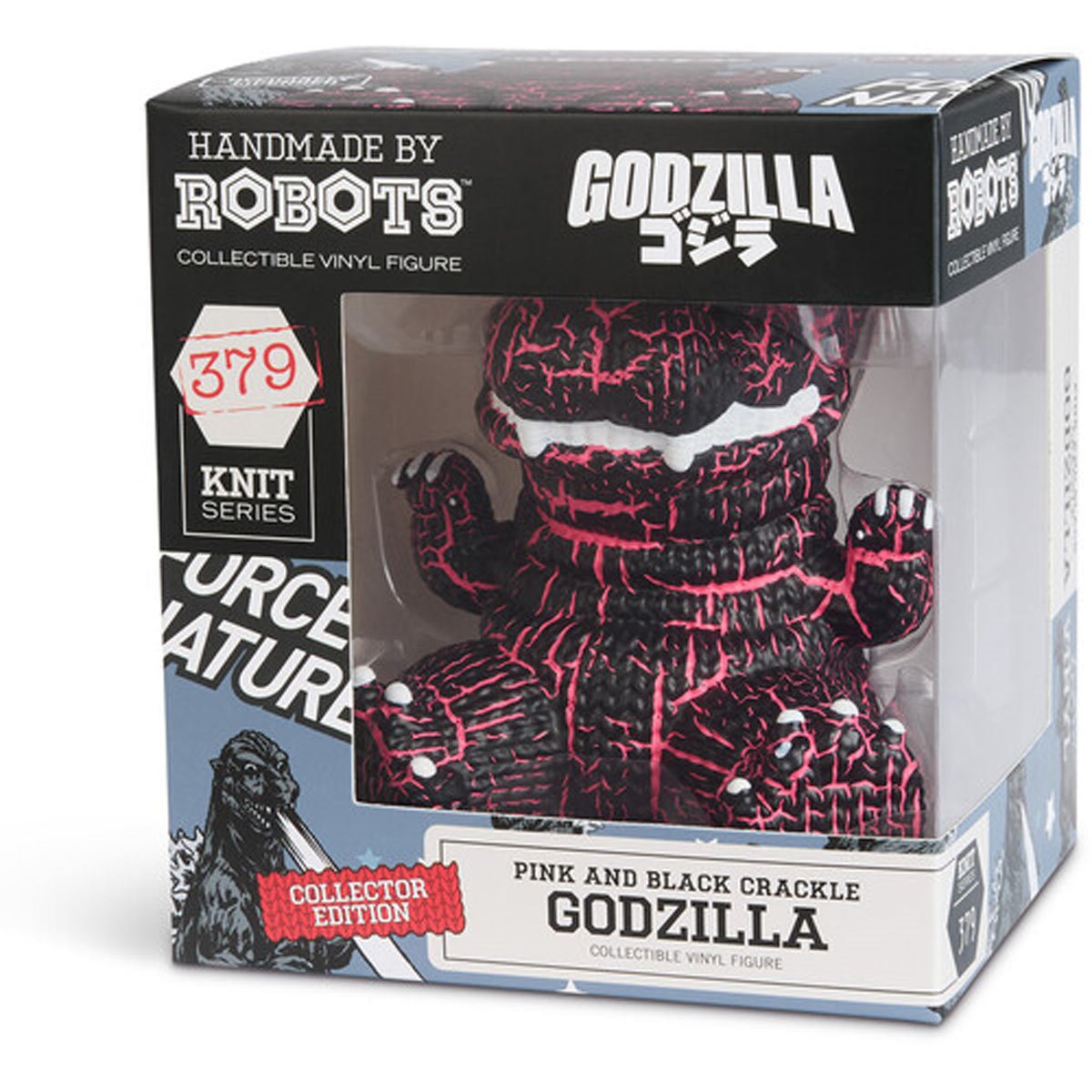 Godzilla #379 Pink and Black Crackle Handmade By Robots Vinyl Figure