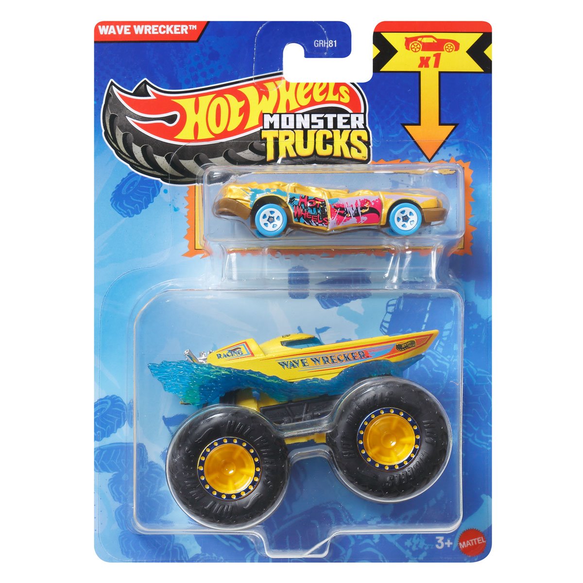 Hot Wheels Monster Truck Plus Car 1:64 Scale Vehicle 2-Pack 2026 Mix 2 Case of 8