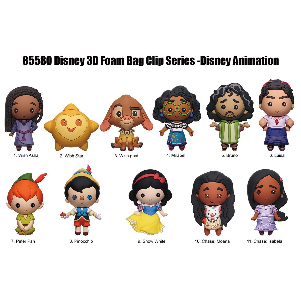 Disney Animation Characters 3D Foam Bag Clip Display Case of 24