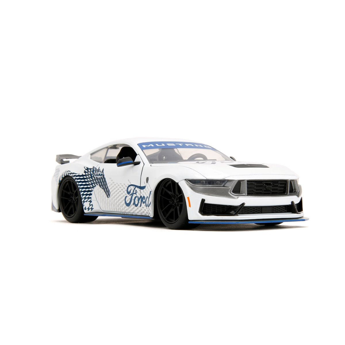 Bigtime Muscle 2024 Ford Mustang Dark Horse Glossy White 1:24 Scale Die-Cast Metal Vehicle
