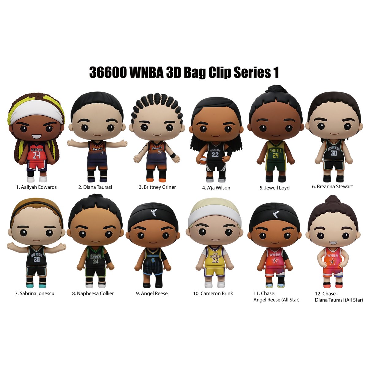 Womens National Basketball Association 3D Foam Bag Clip Random 6-Pack
