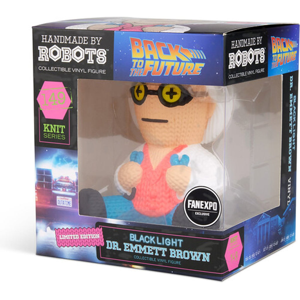 Back to the Future Dr. Emmett Brown with Jumper Cables #149 Limited Edition Blacklight Handmade By Robots Vinyl Figure