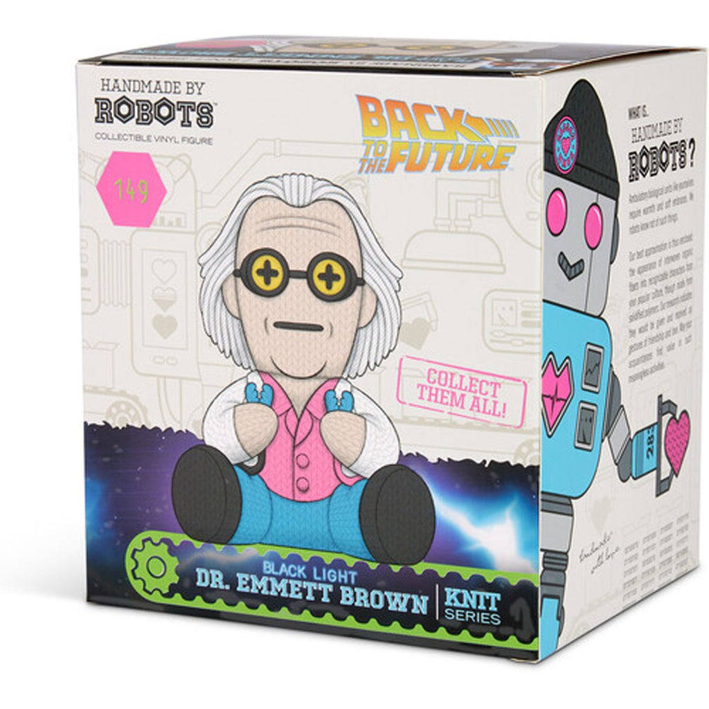 Back to the Future Dr. Emmett Brown with Jumper Cables #149 Limited Edition Blacklight Handmade By Robots Vinyl Figure