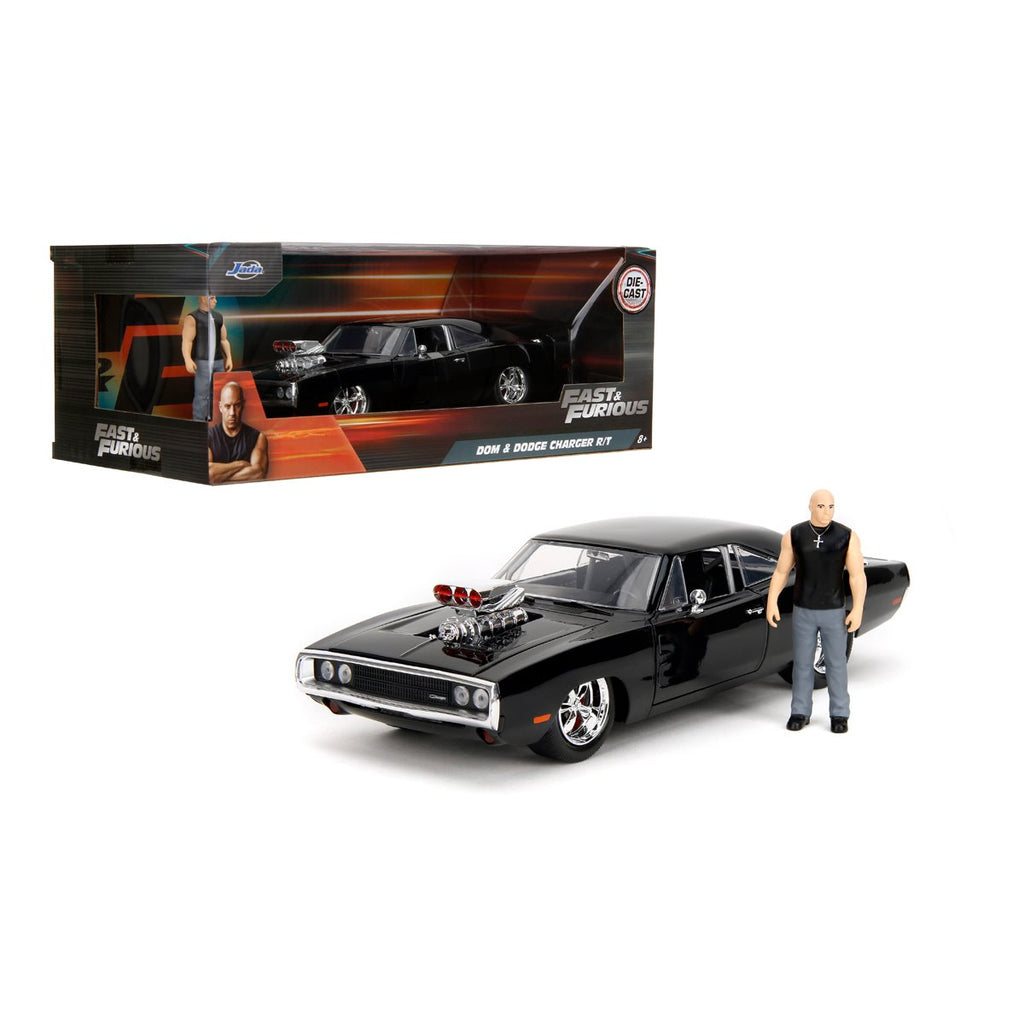 Hollywood Rides Fast and the Furious Dodge Charger R/T 1:24 Scale Die-Cast Metal Vehicle with Dom Figure