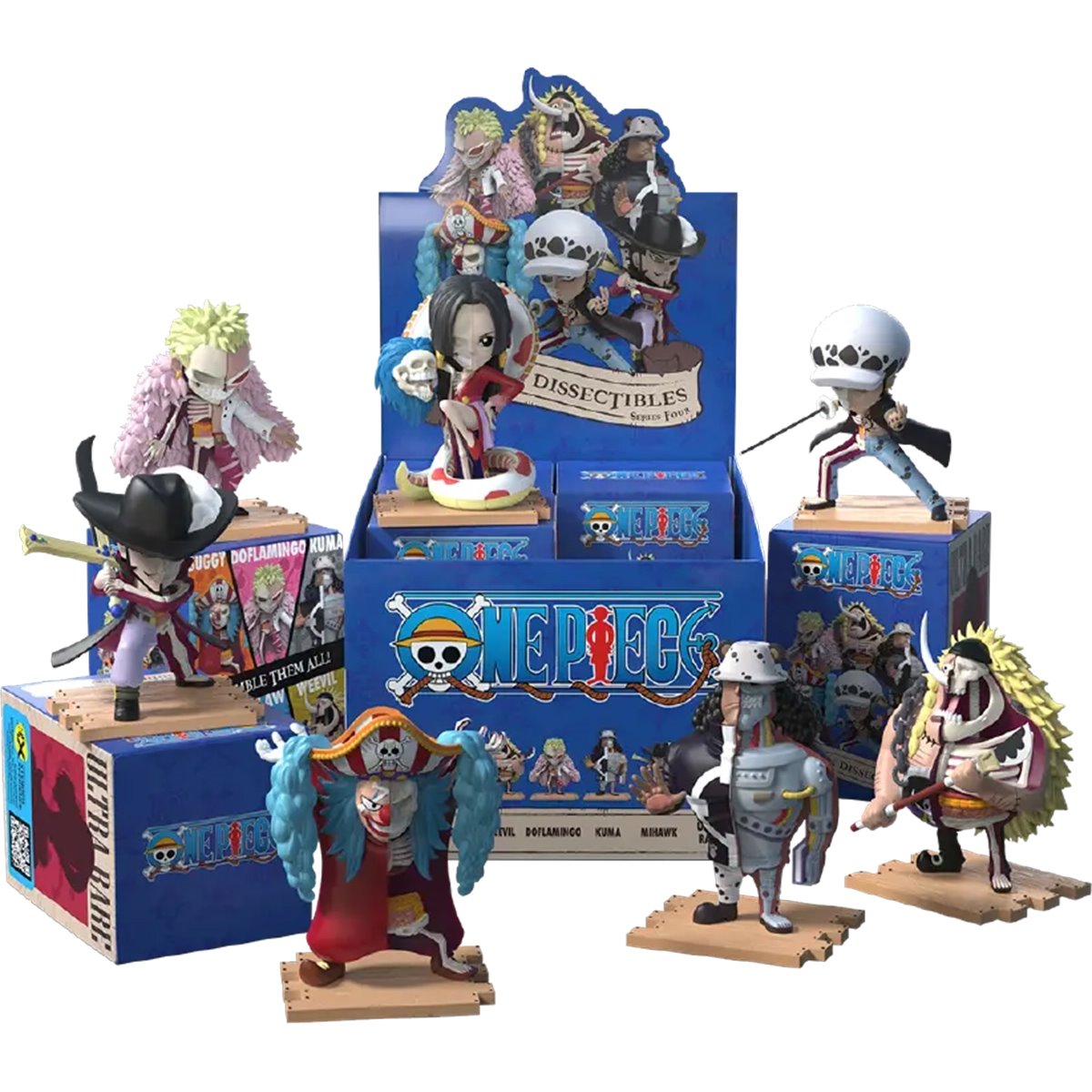 One Piece Series 4 Warlords Freeny's Hidden Dissectibles Mini-Figure Display Tray of 6
