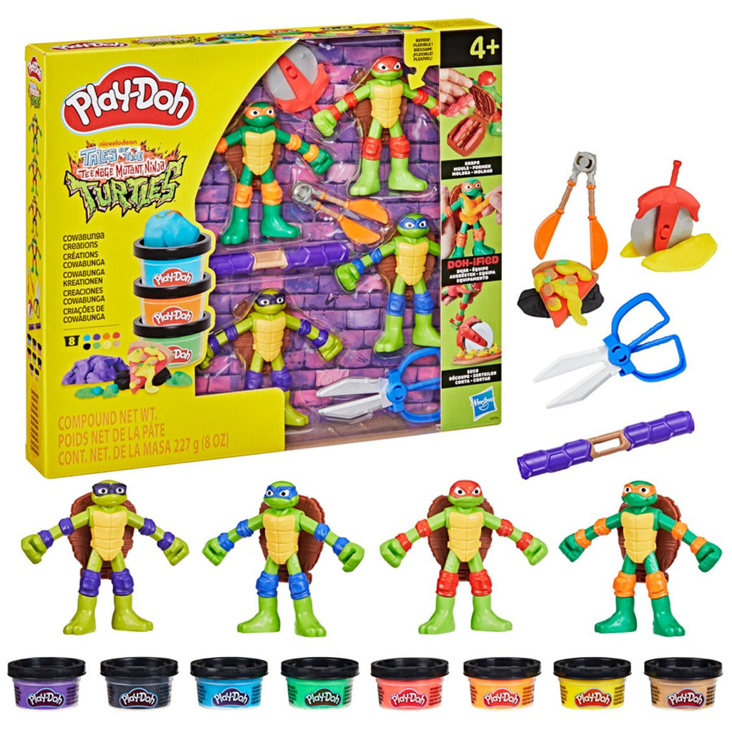 Teenage Mutant Ninja Turtles Play-Doh Cowabunga Creations Bendy 4-Inch Action Figures Set