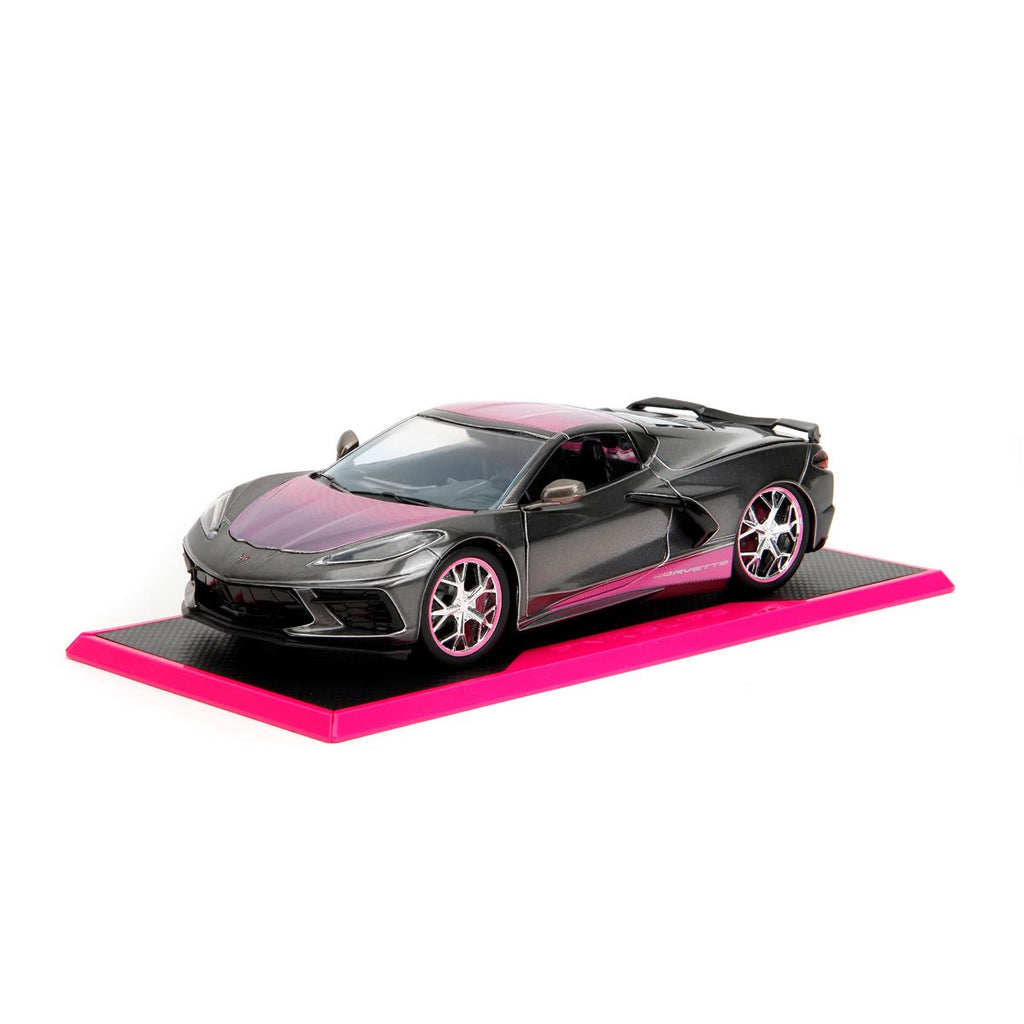 Pink Slips 2020 Corvette Stingray with Base 1:24 Scale Die-Cast Metal Vehicle