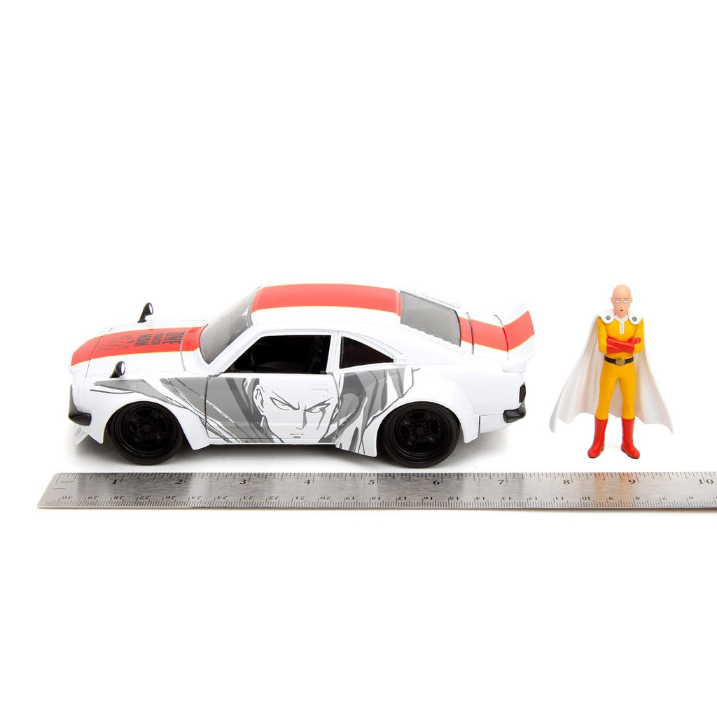 One Punch Man 1974 Mazda RX-3 1:24 Scale Die-Cast Metal Vehicle with Saitama Figure