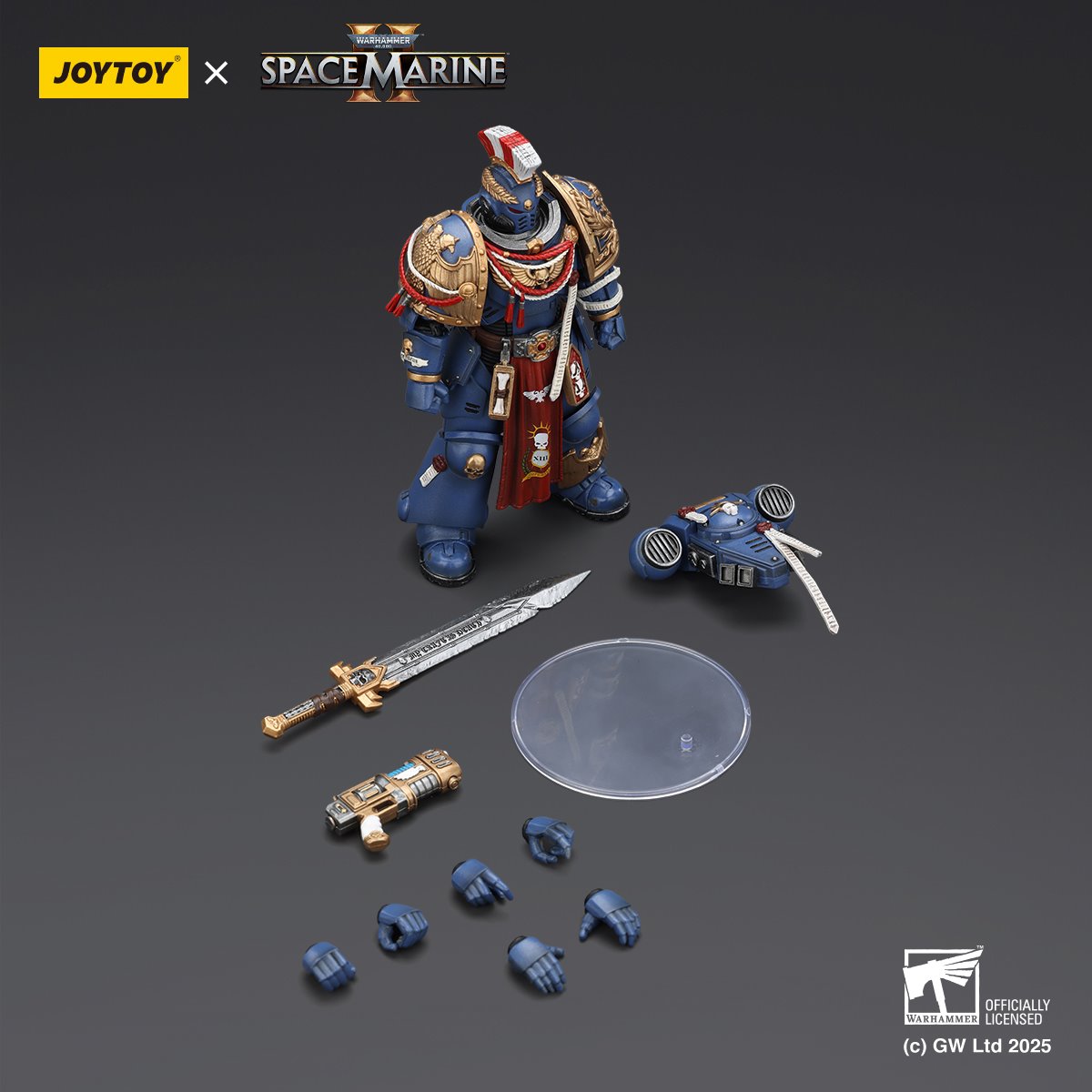 Joy Toy Warhammer Space Marine Ultramarine Relic Primus Armour Plasma Pistol and Combat Blade 1:18 Scale Action Figure