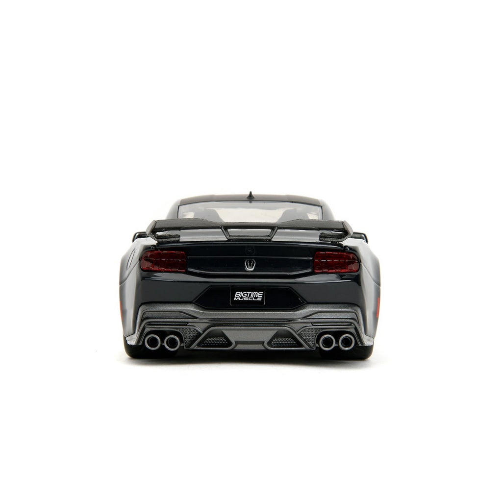 Bigtime Muscle 2024 Glossy Black Ford Mustang Dark Horse 1:24 Scale Die-Cast Metal Vehicle