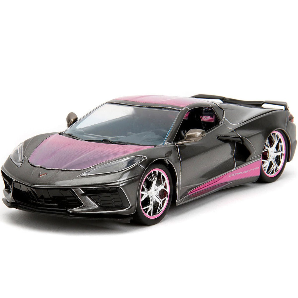 Pink Slips 2020 Corvette Stingray with Base 1:24 Scale Die-Cast Metal Vehicle