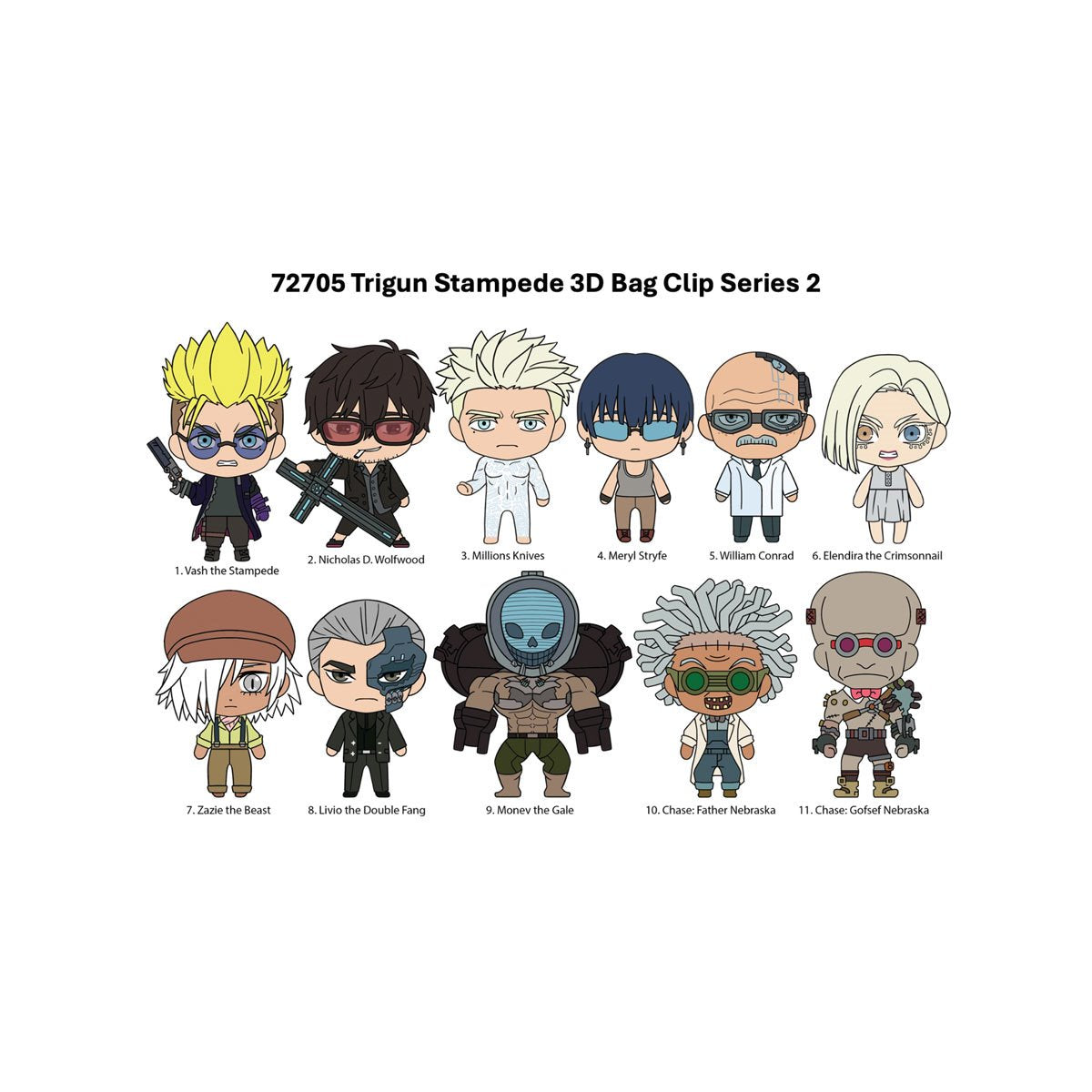 Trigun Stampede Series 2 3D Foam Bag Clip Display Case of 24