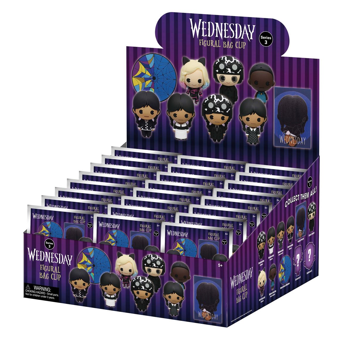 Wednesday Addams Series 3 3D Foam Bag Clip Display Case of 24