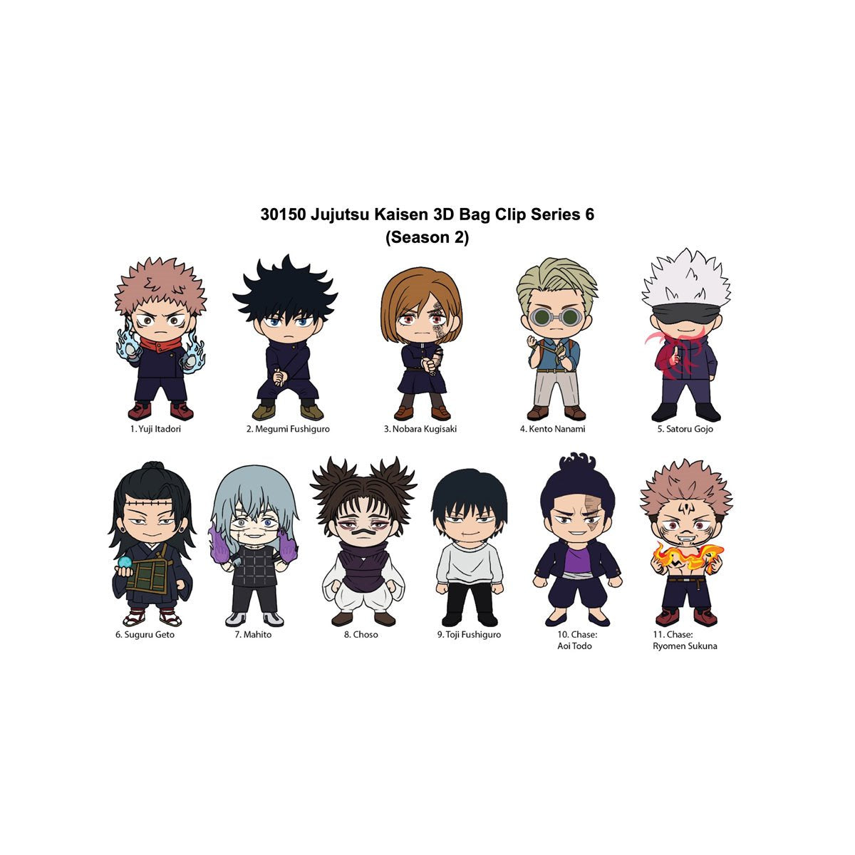 Jujutsu Kaisen Series 6 3D Foam Bag Clip Display Case of 24