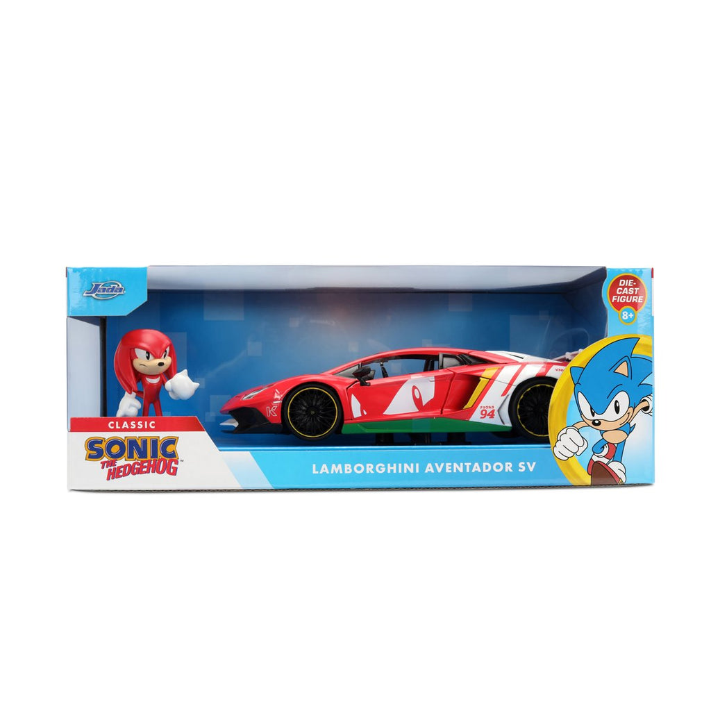 Hollywood Rides Sonic the Hedgehog Classic Lamborghini Aventador SV 1:24 Scale Die-Cast Metal Vehicle & Knuckles Figure