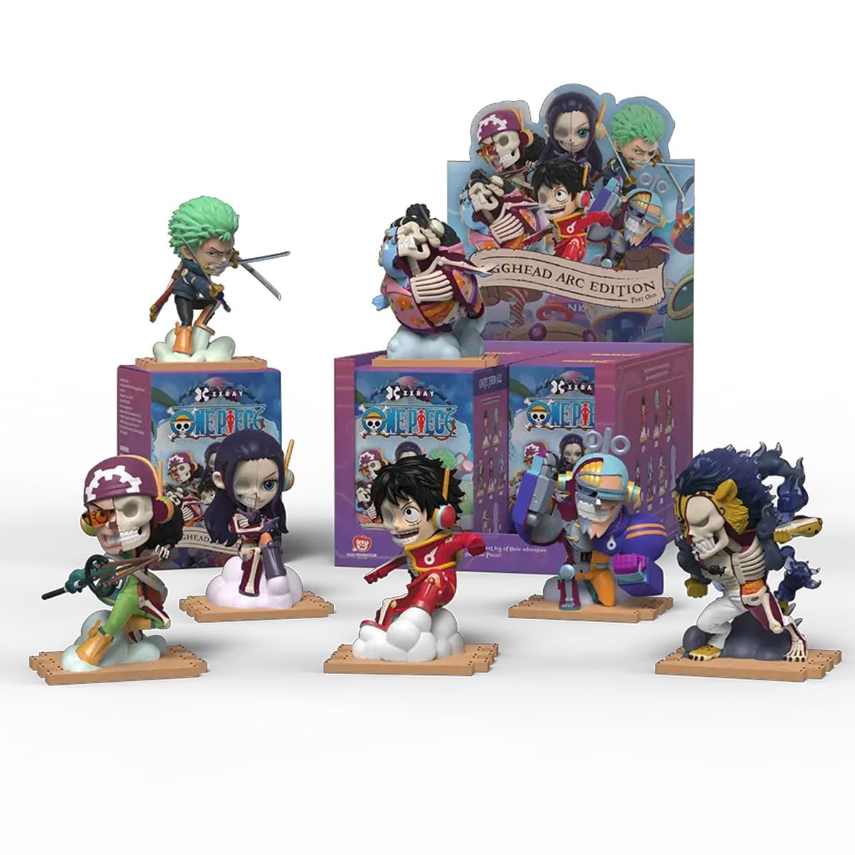 One Piece Series 9 Egghead Arc Edition Part 1 XXRAY Mini-Figure Display Tray of 6