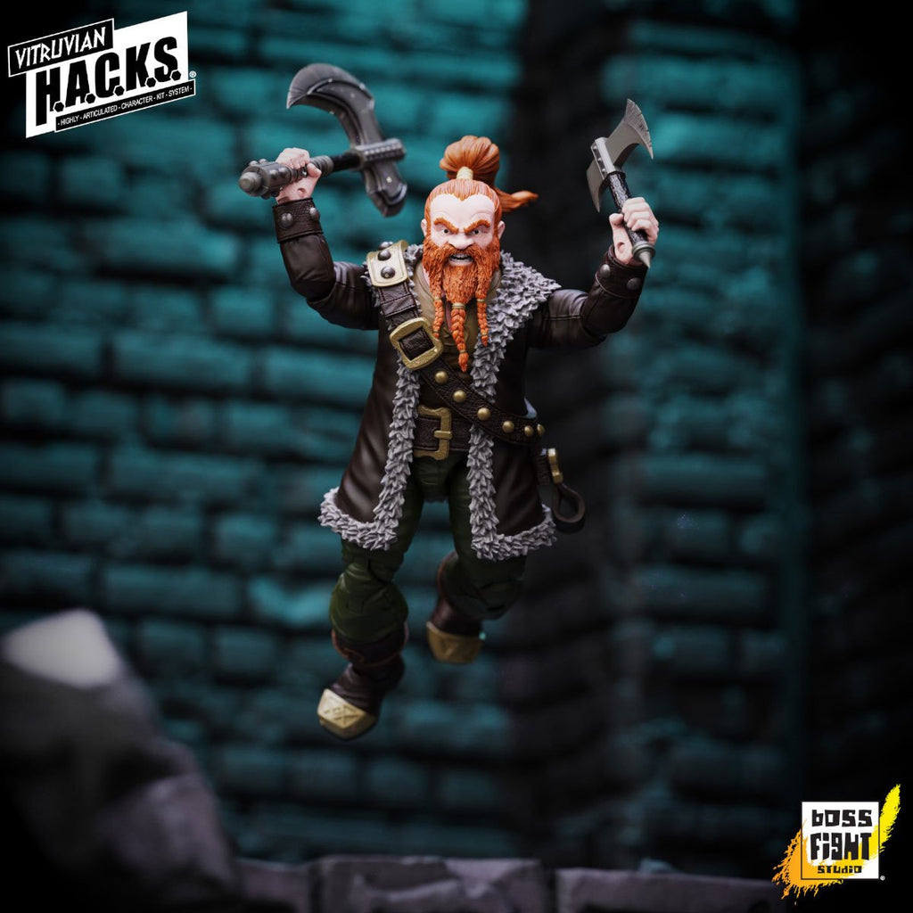 Vitruvian H.A.C.K.S. Fantasy Wave 8 Grimgrom Dwarf Mercenary 1:18 Scale Action Figure