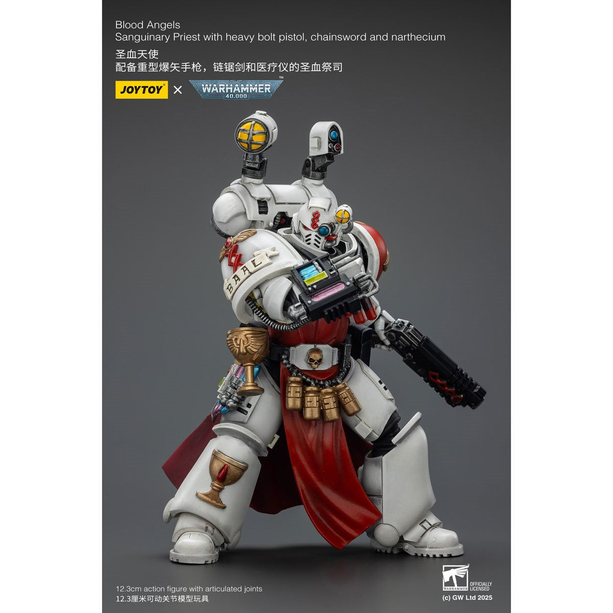 Joy Toy Warhammer 40,000 Blood Angels Sanguinary Priest Heavy Bolt Pistol Chainsword Narthecium 1:18 Scale Action Figure
