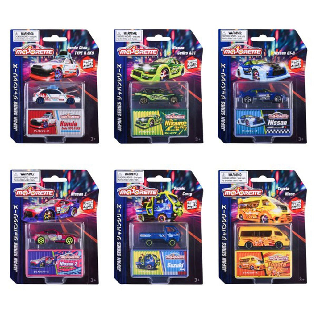 Majorette Deluxe Cars Japan Series 1:64 Scale Die-Cast Metal Vehicle Case of 6