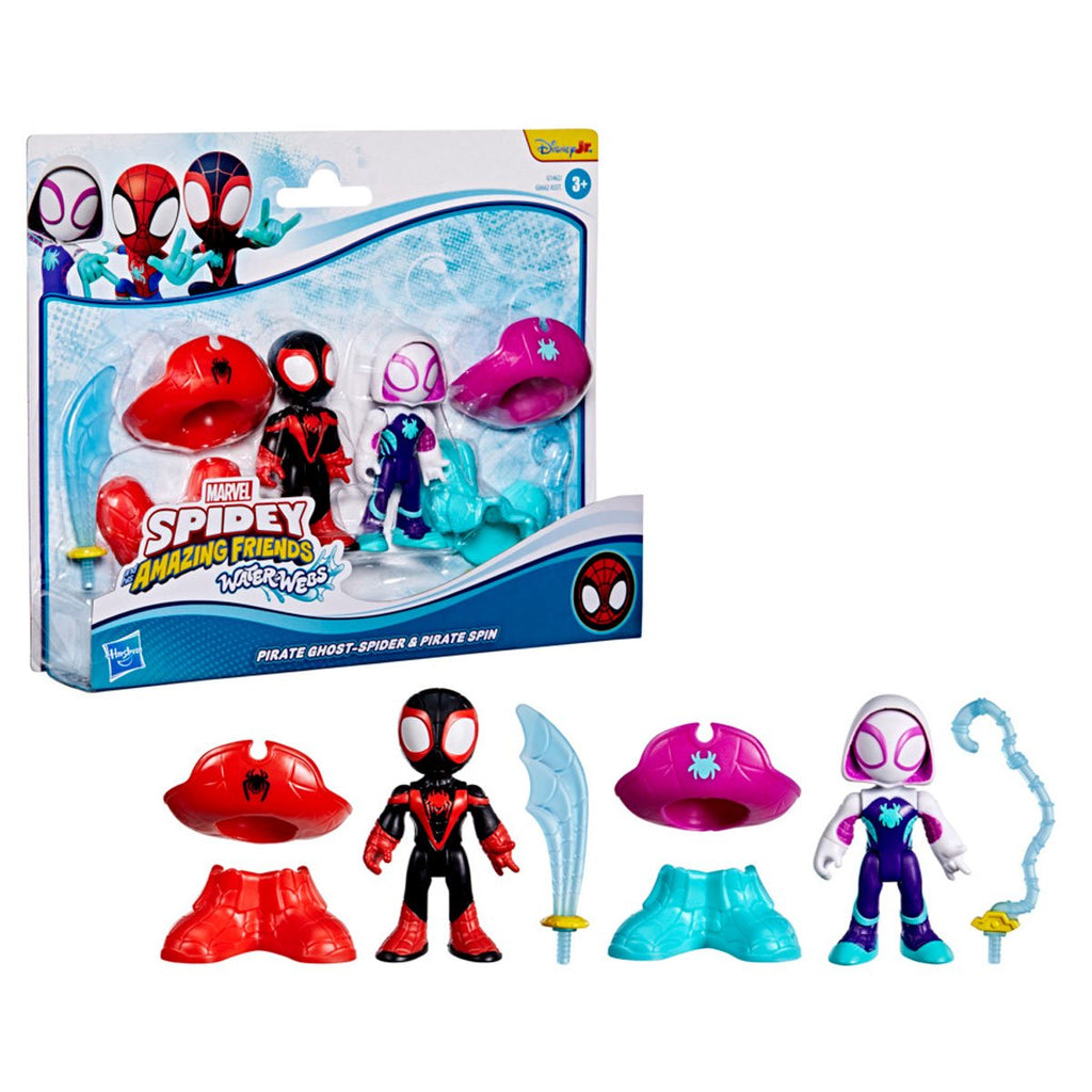 Spidey and his Amazing Friends Water-Webs Pirate Miles Spin Morales & Pirate Ghost-Spider Action Figures