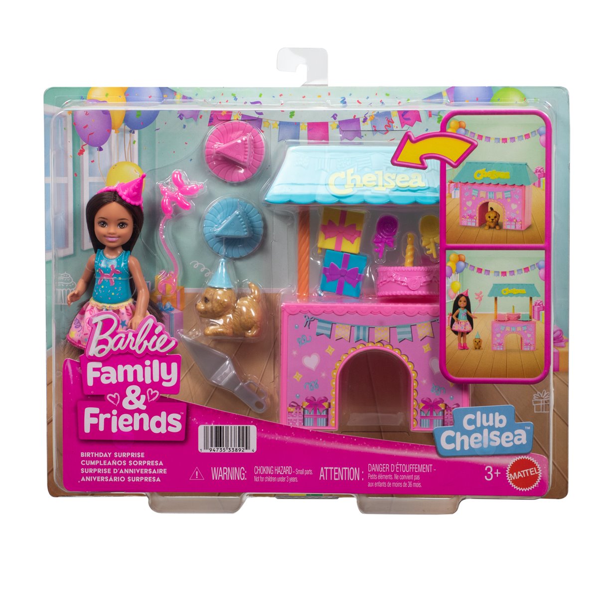 Barbie Club Chelsea Birthday Surprise Doll with Brown Hair