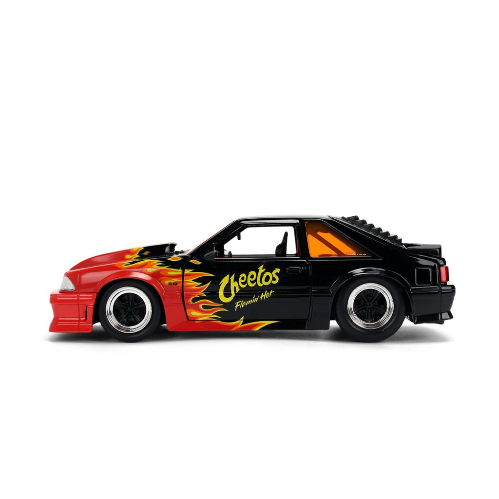 Hollywood Rides Cheetos Flamin' Hot 1989 Ford Mustang GT 1:24 Scale Die-Cast Metal Vehicle with Chester Cheetah Figure