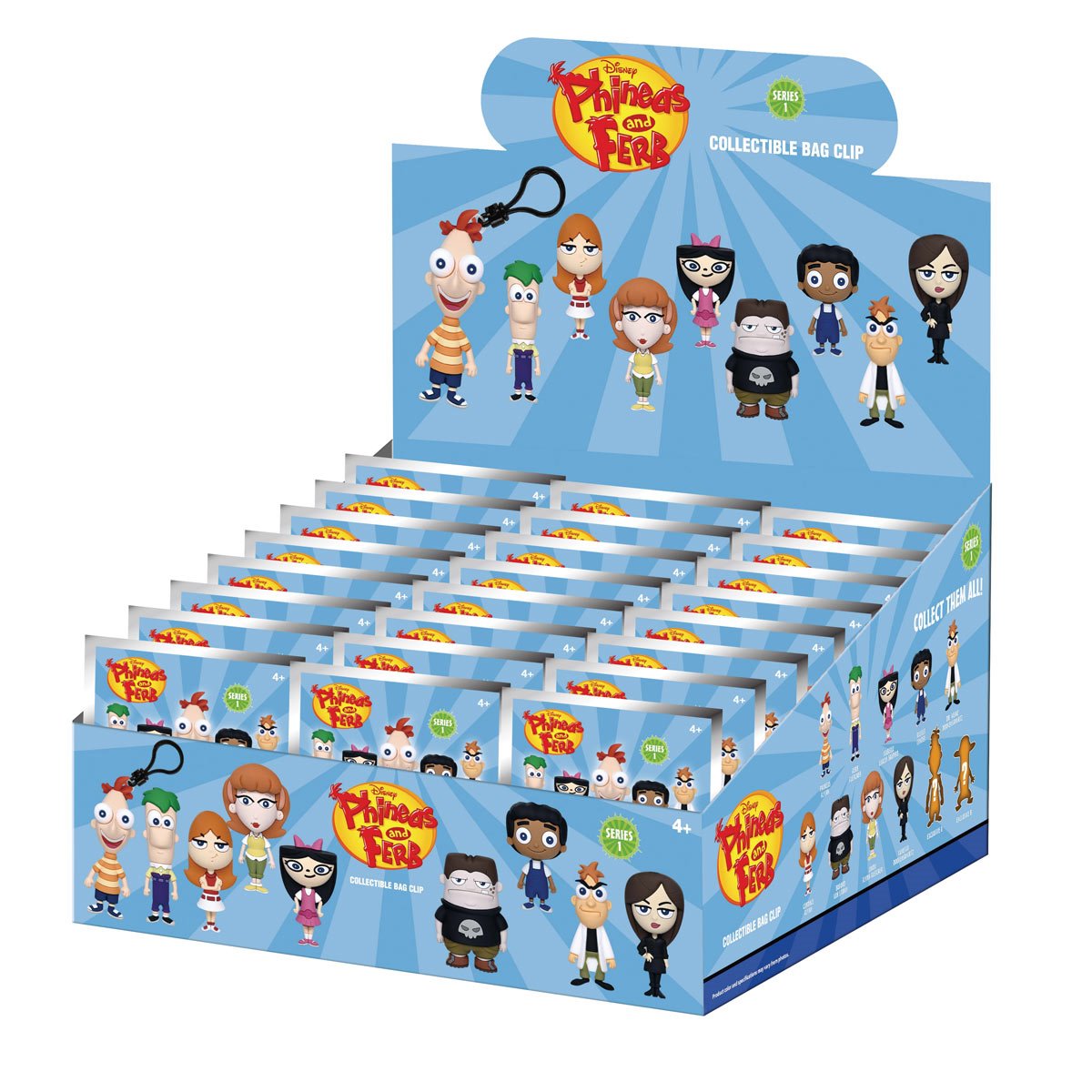 Phineas and Ferb 3D Foam Bag Clip Display Case of 24