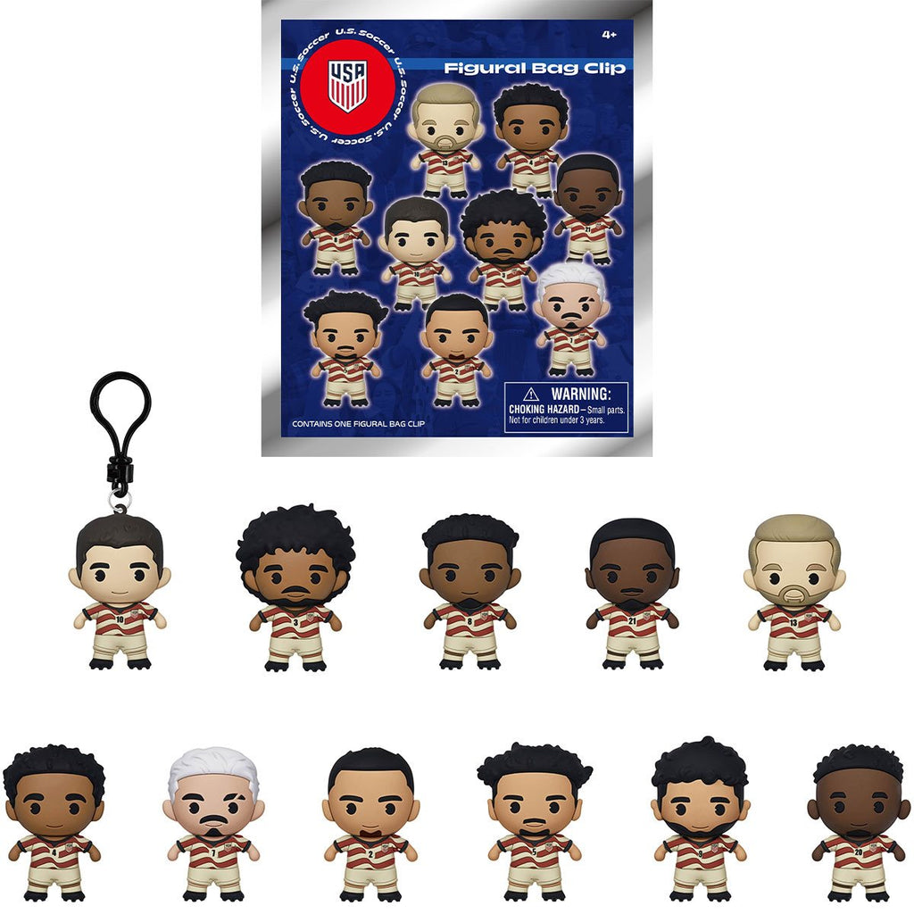 US Soccer Men's National Team 3D Foam Bag Clip Random 6-Pack