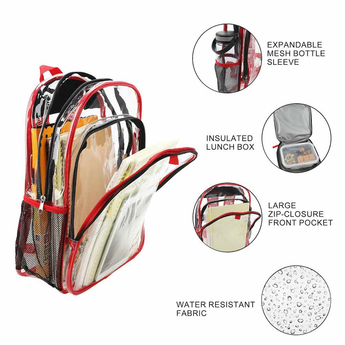 Hello Kitty Clear Youth Backpack 5-Piece Set