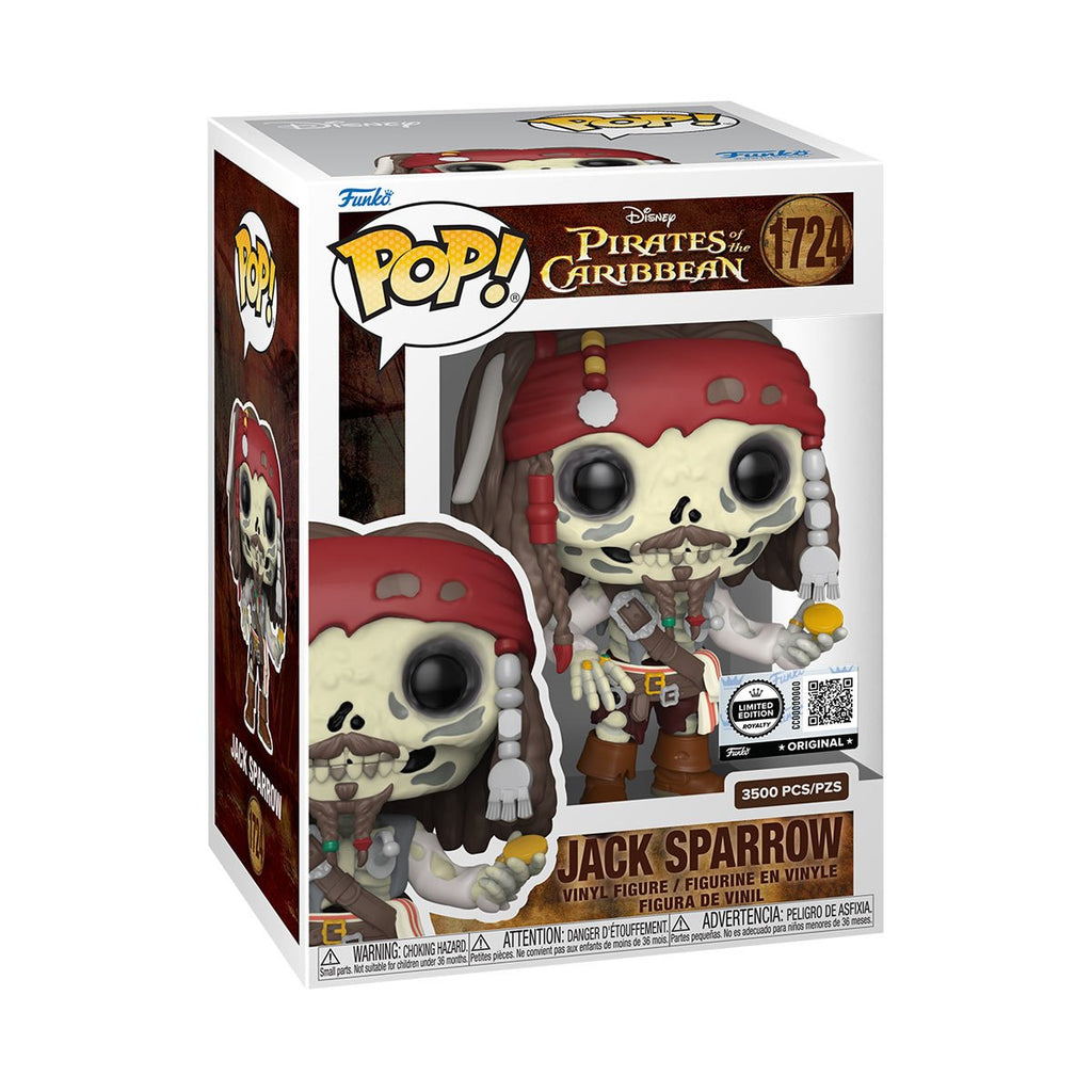 Pirates of the Caribbean Jack Sparrow Skeleton Funko Pop! Vinyl Figure #1724 - Entertainment Earth Exclusive