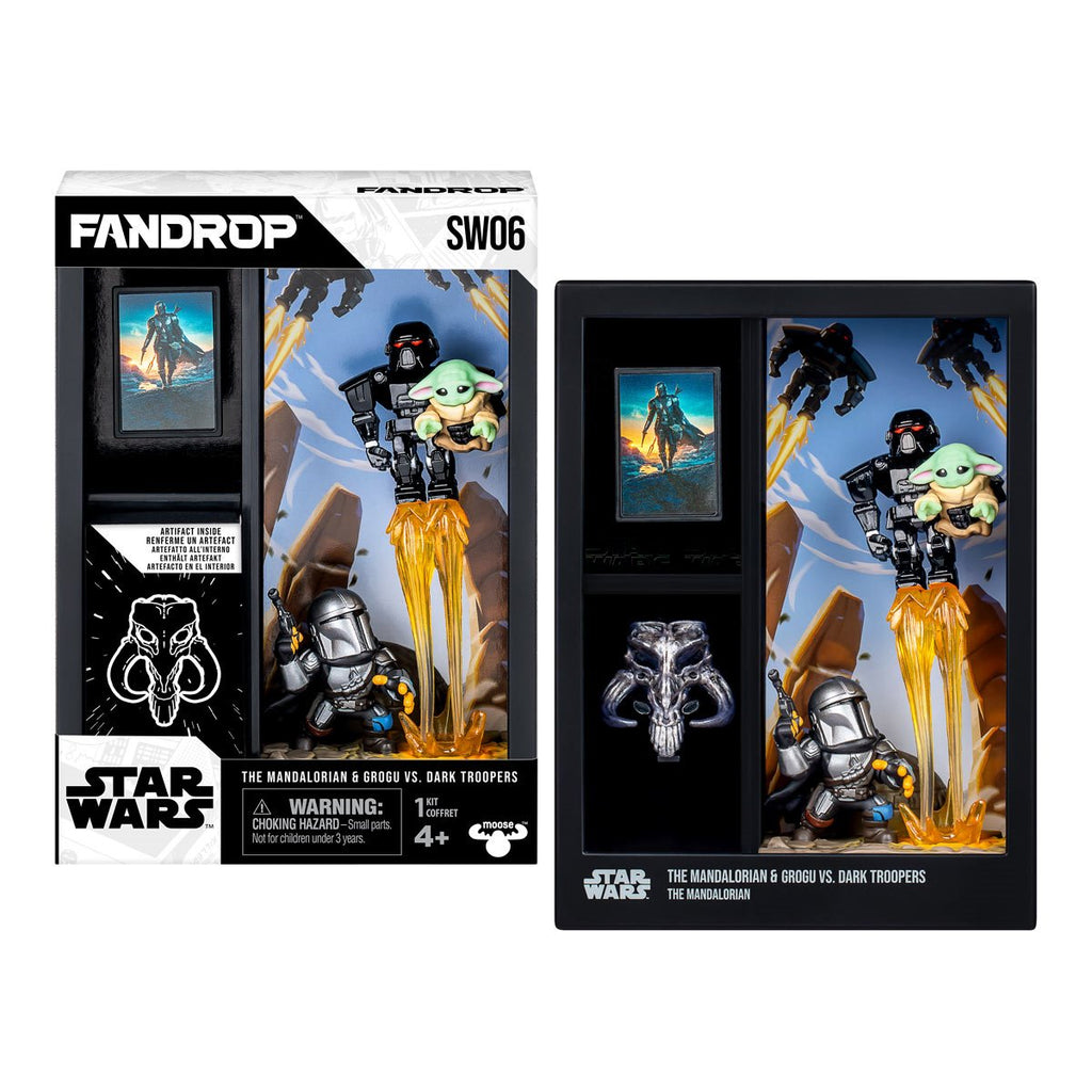 Star Wars The Mandalorian & Grogu Vs. Dark Troopers Fandrop Figure Diorama