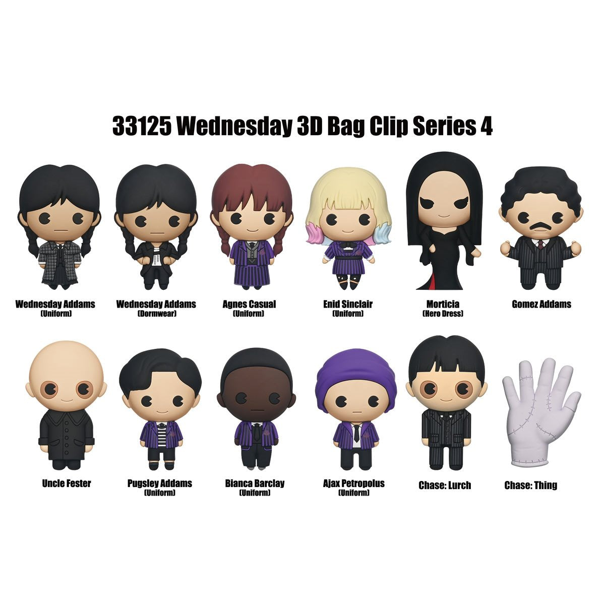 Wednesday Series 4 3D Foam Bag Clip Random 6-Pack