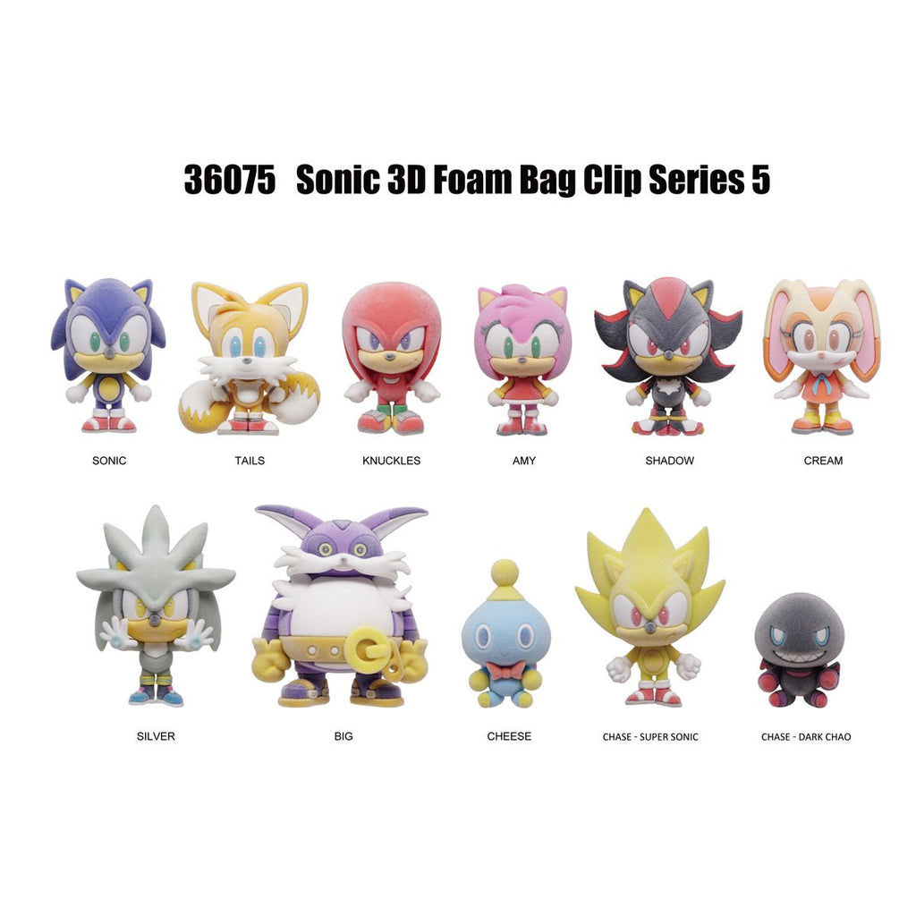 Sonic the Hedgehog Series 5 3D Foam Bag Clip Display Case of 24
