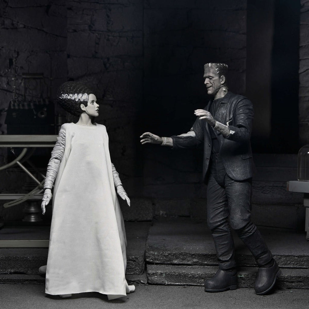 Universal Monsters Bride of Frankenstein 90th Ann. The Monster & His Mate (B&W Version) 7-In Scale Action Figure 2-Pack