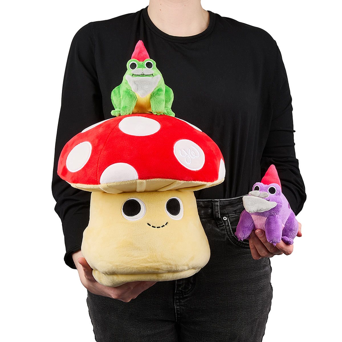 Mushroom with Frog Gnomes 13-Inch Interactive Phunny Plush