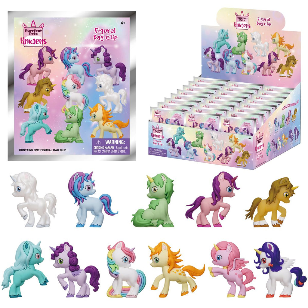 Unicorns 3D Foam Bag Clip Random 6-Pack